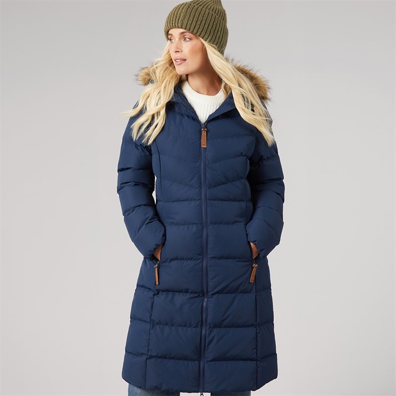 Womens Audrey Waterproof Padded Hooded Coat Navy - Image 3