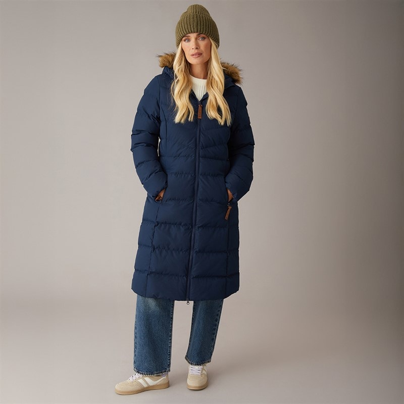Womens Audrey Waterproof Padded Hooded Coat Navy - Image 4
