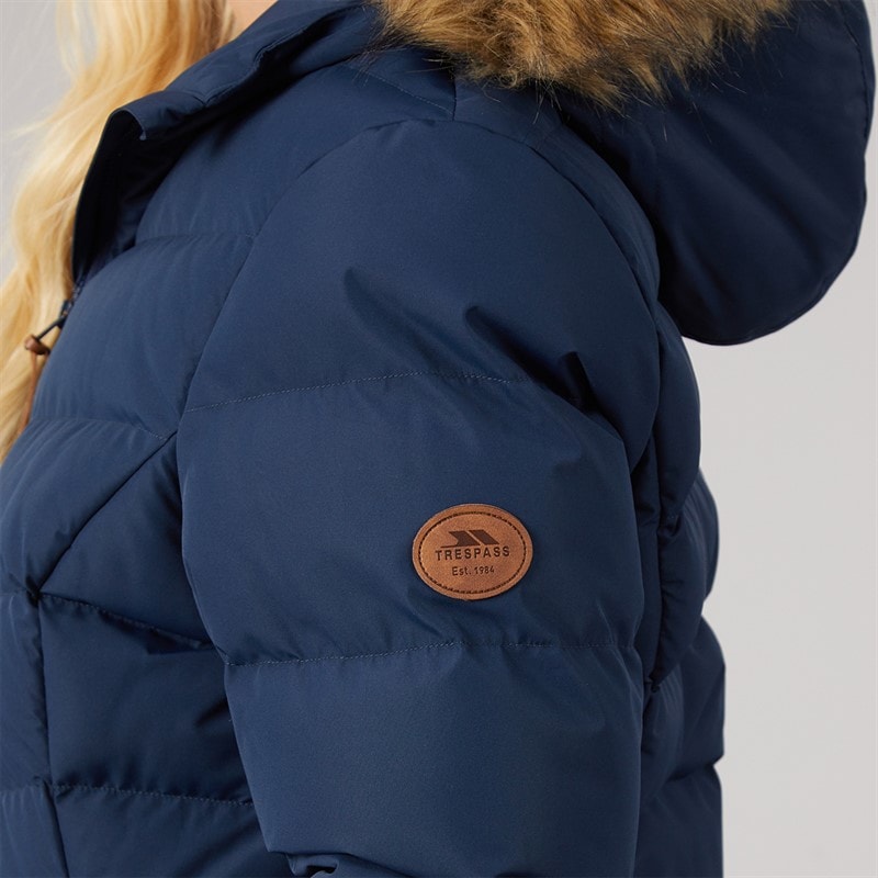 Womens Audrey Waterproof Padded Hooded Coat Navy - Image 5