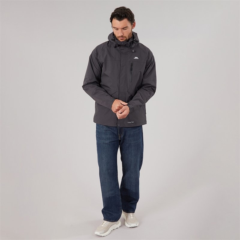 Mens Corvo Waterproof Hooded Shell Jacket Dark Grey - Image 4