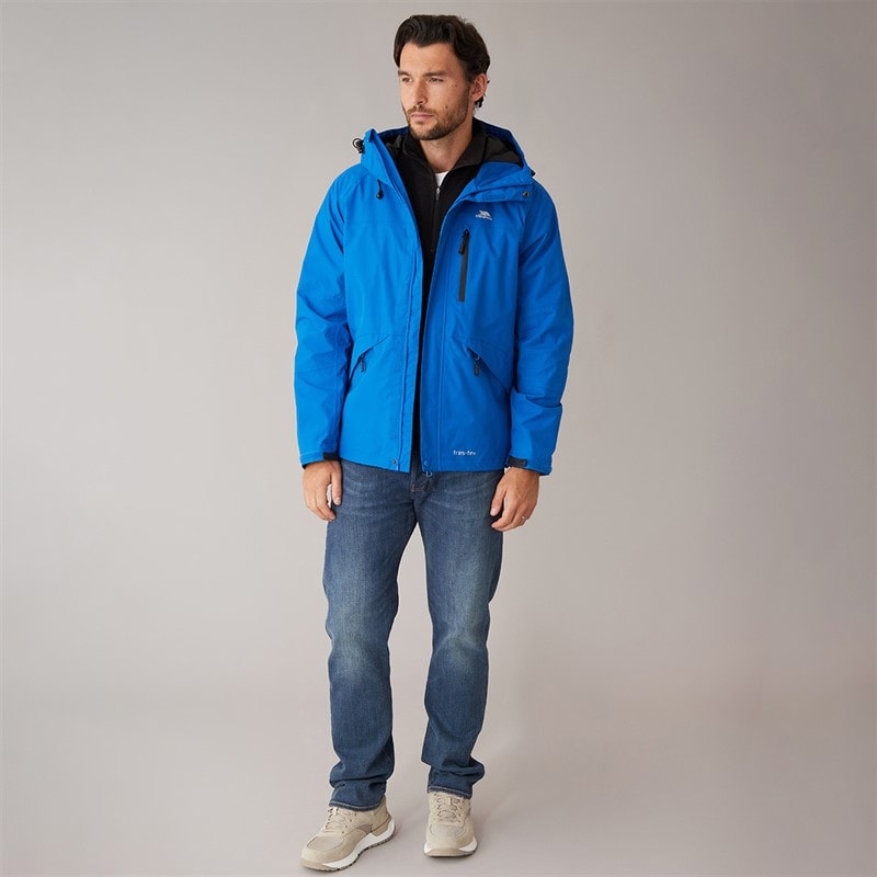 Mens Corvo Waterproof Hooded Shell Jacket Blue - Image 4