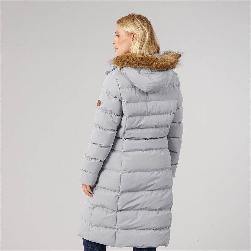 Womens Audrey Waterproof Padded Hooded Coat Platinum - Image 2