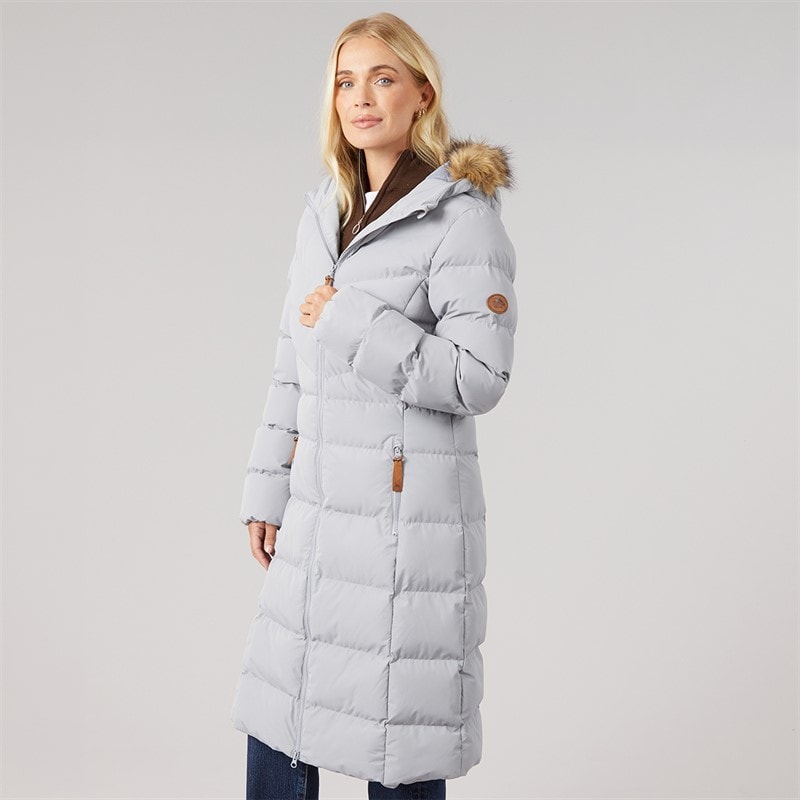 Womens Audrey Waterproof Padded Hooded Coat Platinum - Image 3