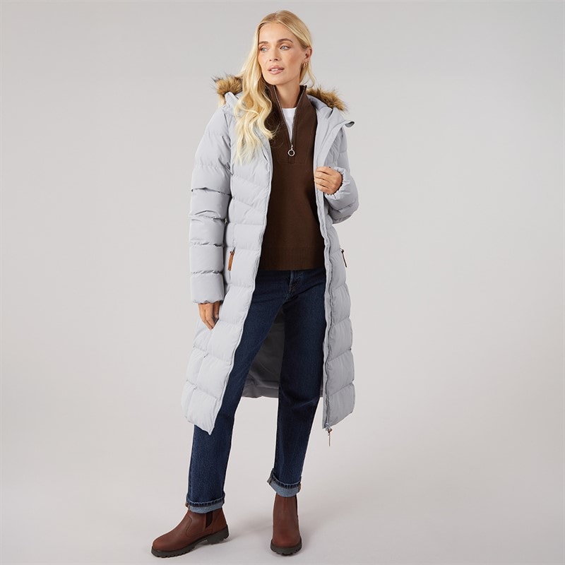 Womens Audrey Waterproof Padded Hooded Coat Platinum - Image 4