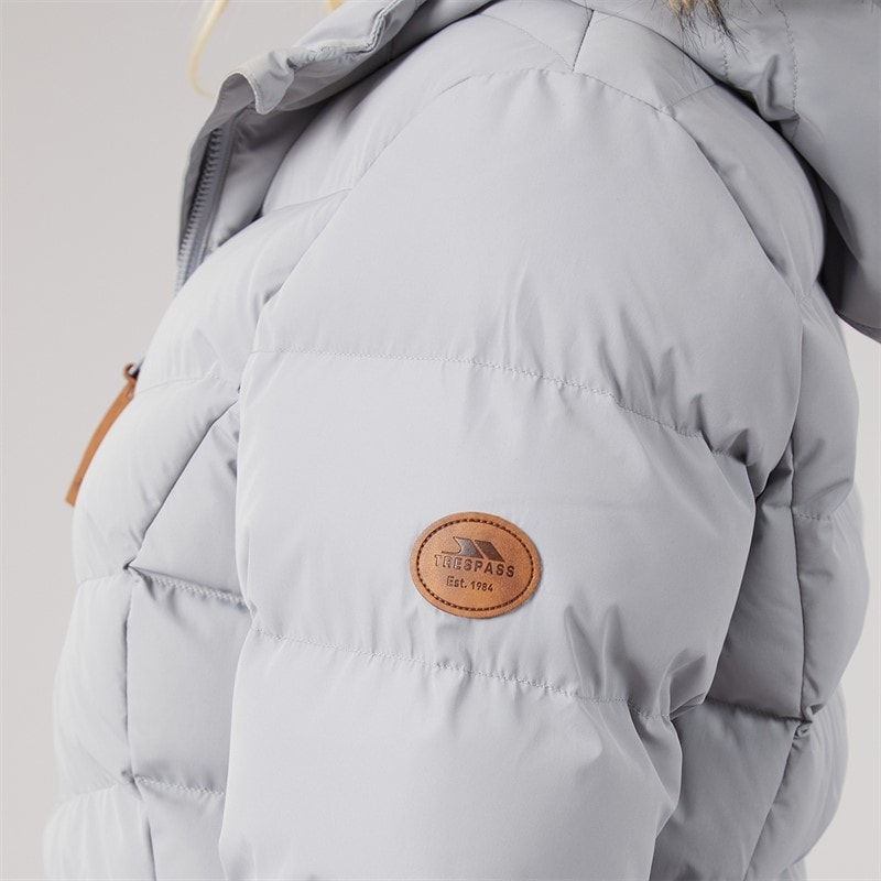 Womens Audrey Waterproof Padded Hooded Coat Platinum - Image 5