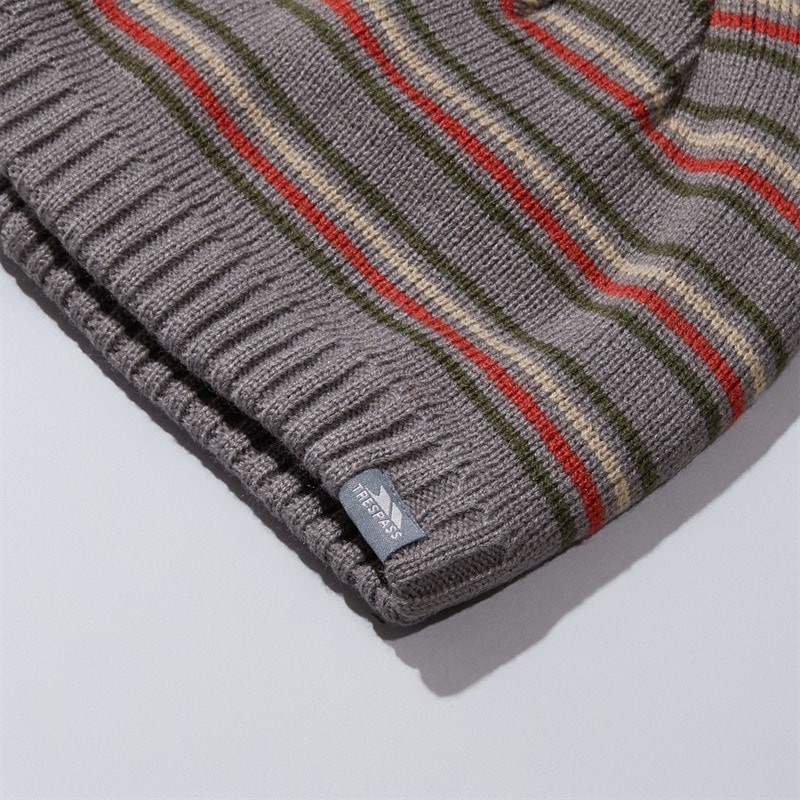 Mens Ray Striped Knitted Beanie Hat Storm Grey - Image 2