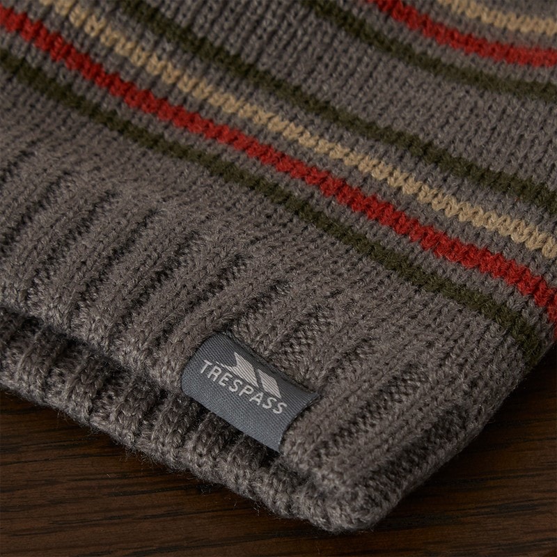 Mens Ray Striped Knitted Beanie Hat Storm Grey - Image 3