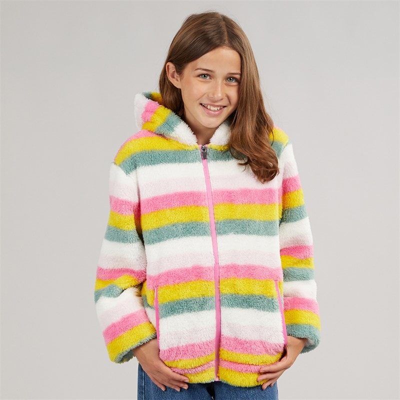 Girls Amazing Striped Full Zip Fleece Pale Pink Stripe - Image 3