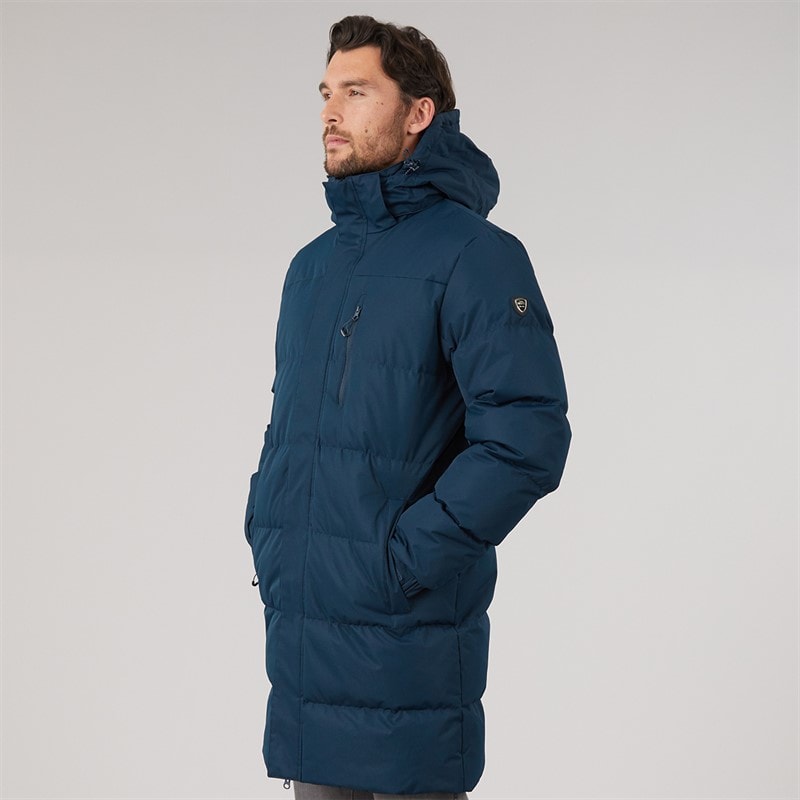 Mens Belvoir Waterproof Padded Long Jacket Navy - Image 3