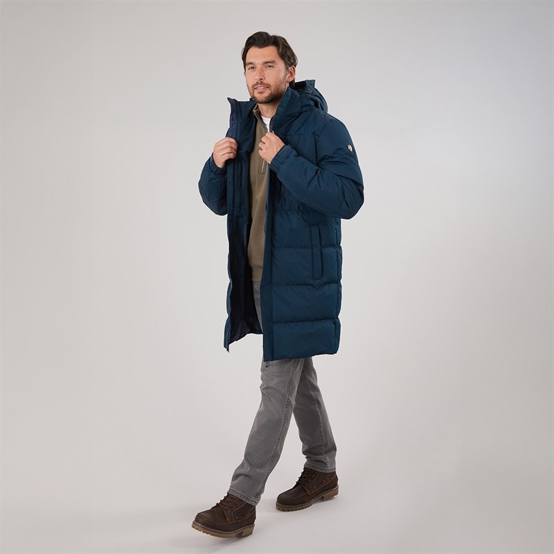 Mens Belvoir Waterproof Padded Long Jacket Navy - Image 4