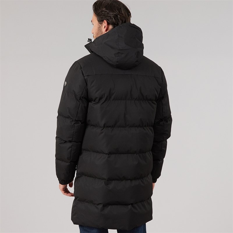 Mens Belvoir Waterproof Padded Long Jacket Black - Image 2