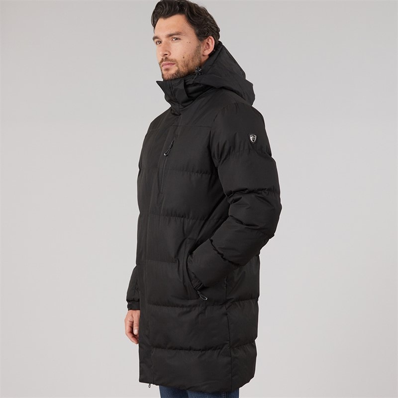 Mens Belvoir Waterproof Padded Long Jacket Black - Image 3