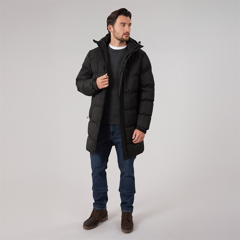 Mens Belvoir Waterproof Padded Long Jacket Black - Image 4