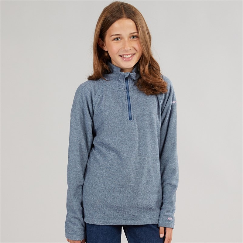 Trespass Girls Meadows 1/2 Zip Fleece Navy/Pink Logo - Image 1