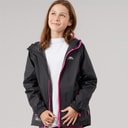 Girls Qikpac Waterproof Jacket Black/Pink