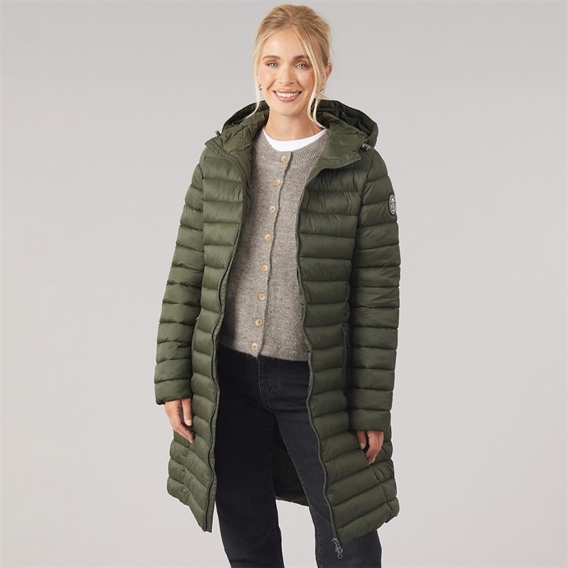 Trespass Womens Briarlea Padded Hooded Long Coat Dark Vine