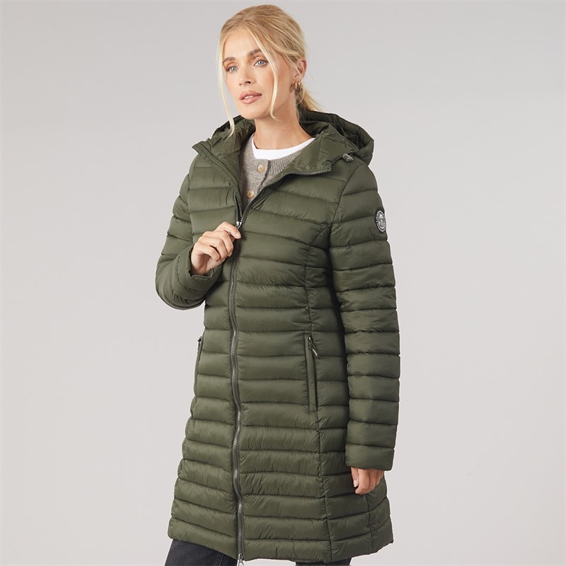 Womens Briarlea Padded Hooded Long Coat Dark Vine - Image 3