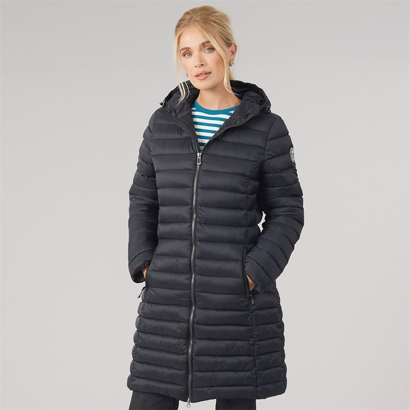 Womens Briarlea Padded Hooded Long Coat Black - Image 3
