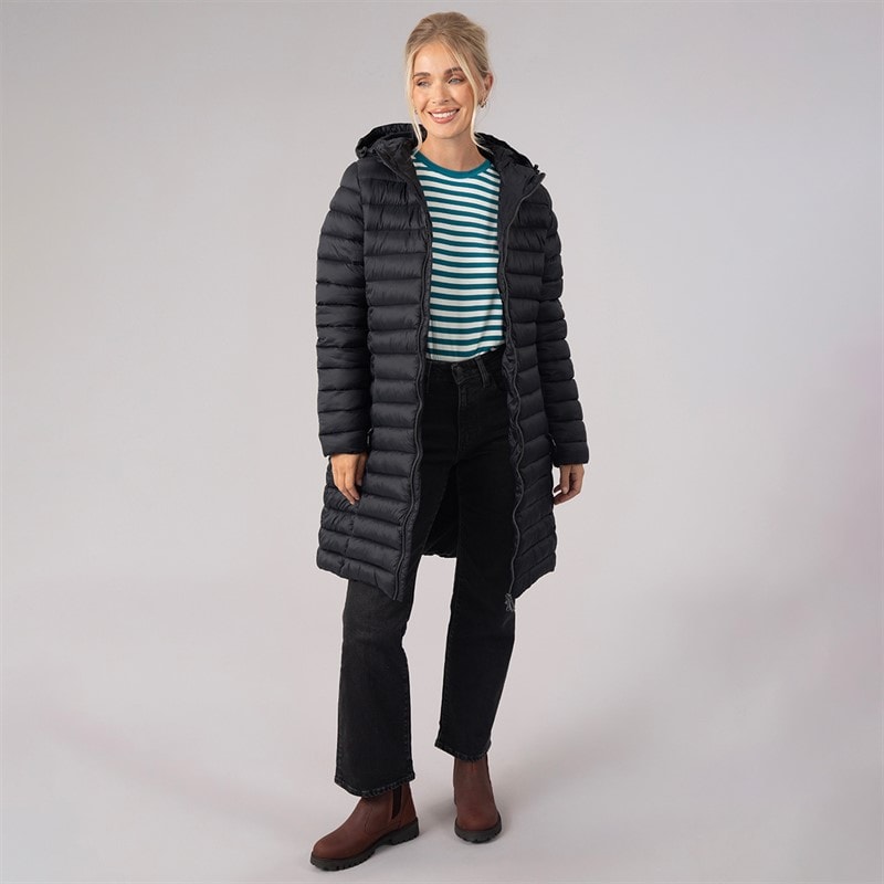 Womens Briarlea Padded Hooded Long Coat Black - Image 4