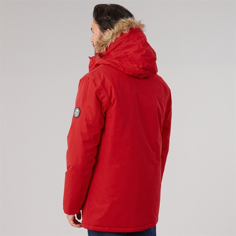 Mens Waterproof Padded Parka Red - Image 2