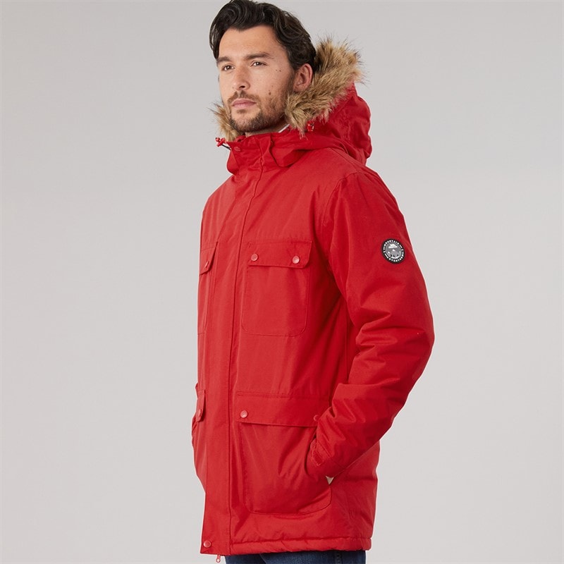 Mens Waterproof Padded Parka Red - Image 3