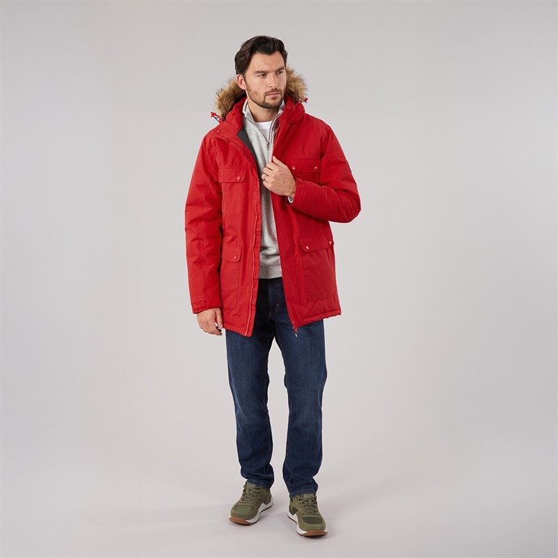 Mens Waterproof Padded Parka Red - Image 4