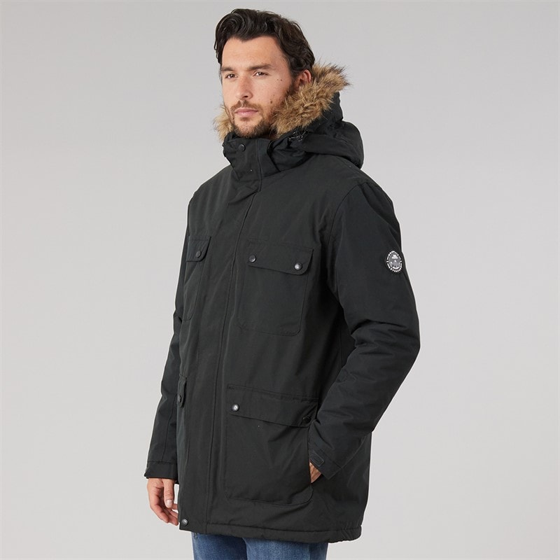 Mens Waterproof Padded Parka Black - Image 3