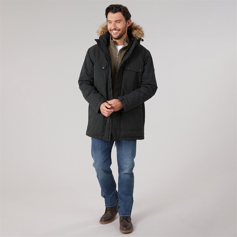 Mens Waterproof Padded Parka Black - Image 4