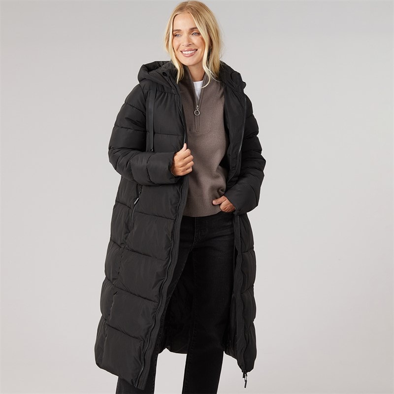 Trespass Womens Therese Waterproof Padded Long Jacket Black