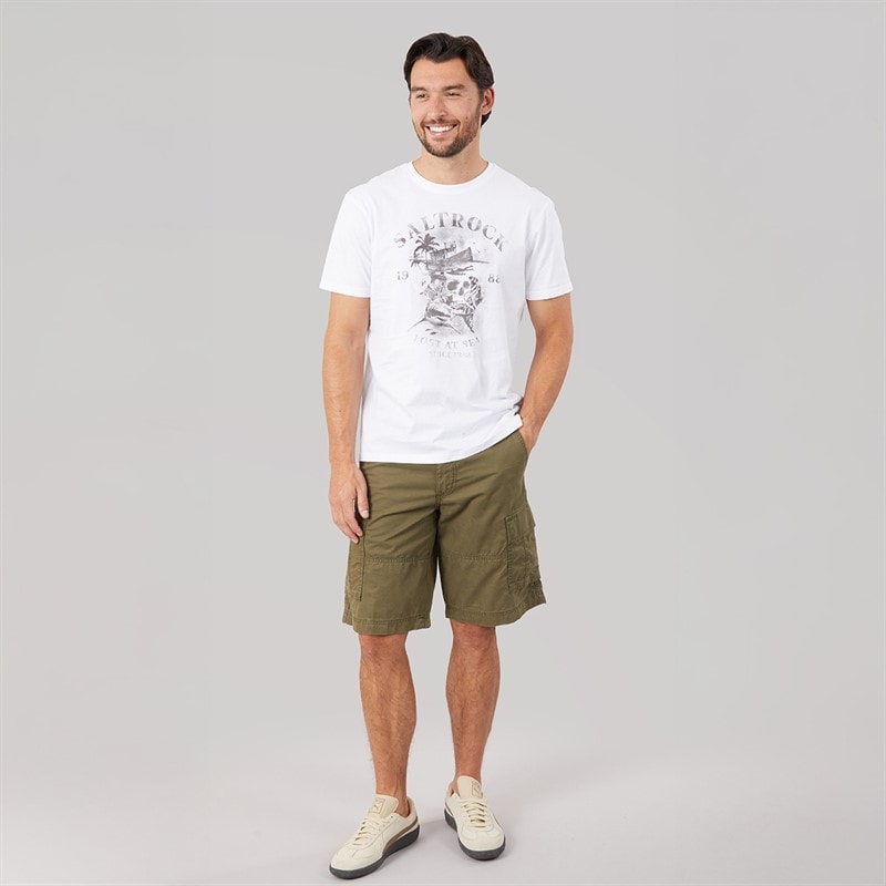 Mens Lost At Sea Skull T-Shirt White - Image 3