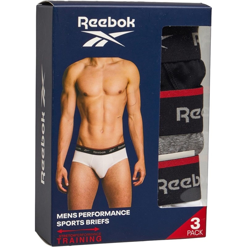 Mens Wiggins Performance Three Pack Briefs Black/Grey Marl/White - Image 2