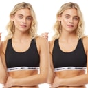 Womens Frankie Logo Two Pack Cotton Bralettes Black