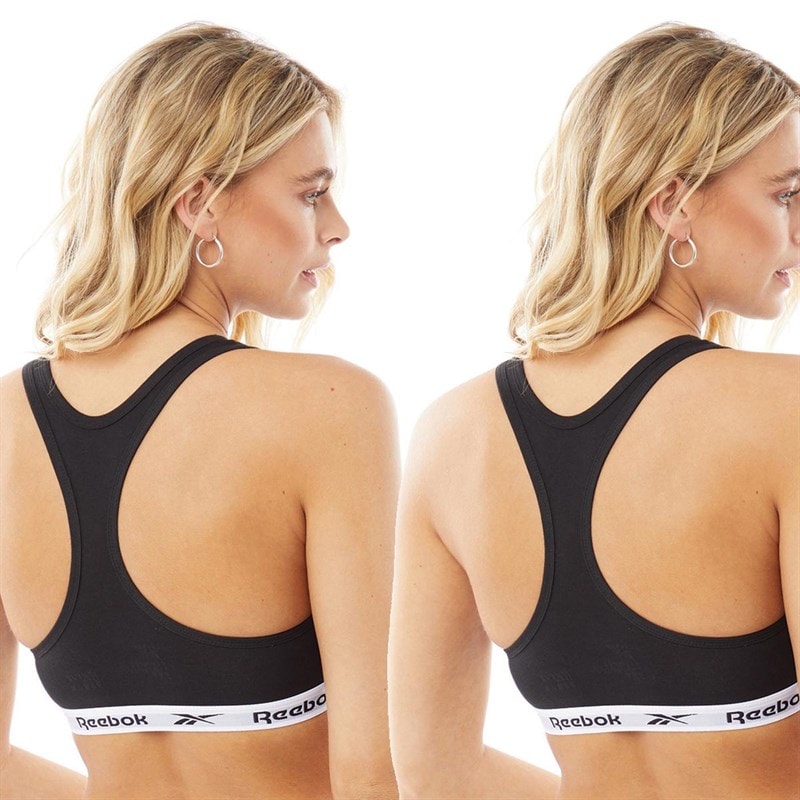 Womens Frankie Logo Two Pack Cotton Bralettes Black - Image 2