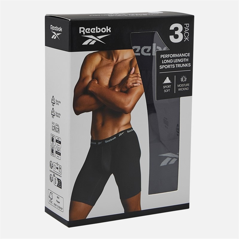 Mens Hogan Performance Three Pack Long Trunks Black - Image 2