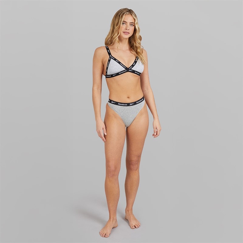 Womens Dotty Cotton Triangle Bra Grey Marl - Image 3