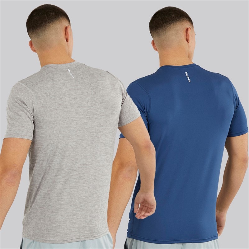 Mens Craig Performance Two Pack T-Shirts Batik Blue/Grey Marl - Image 2