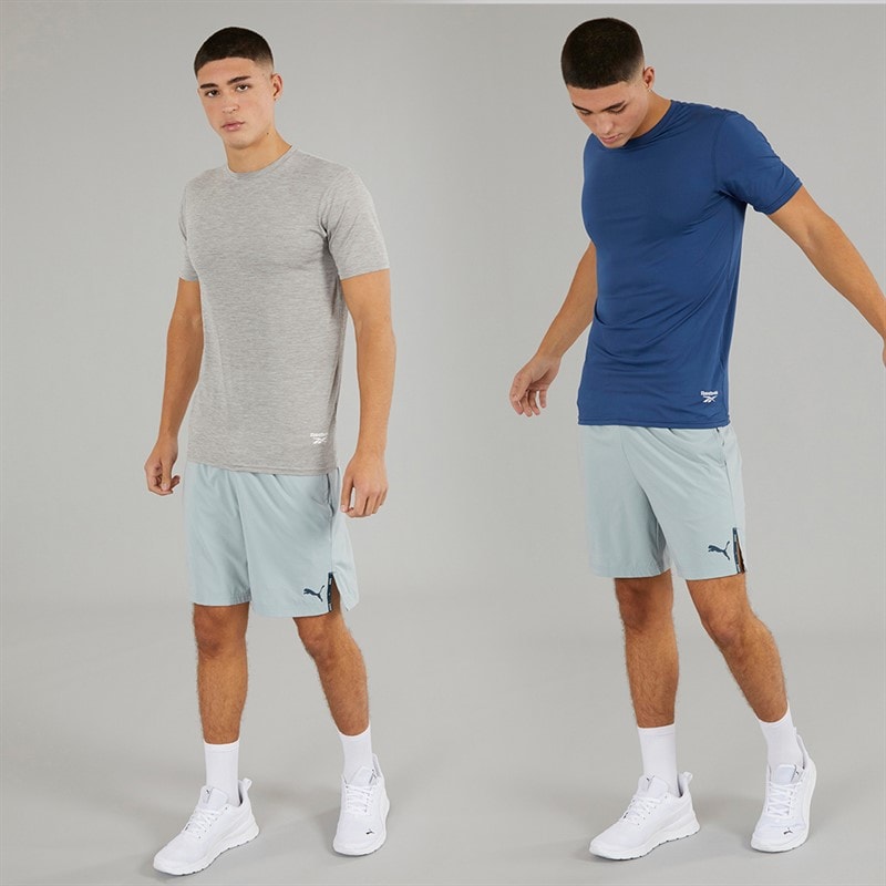 Mens Craig Performance Two Pack T-Shirts Batik Blue/Grey Marl - Image 4