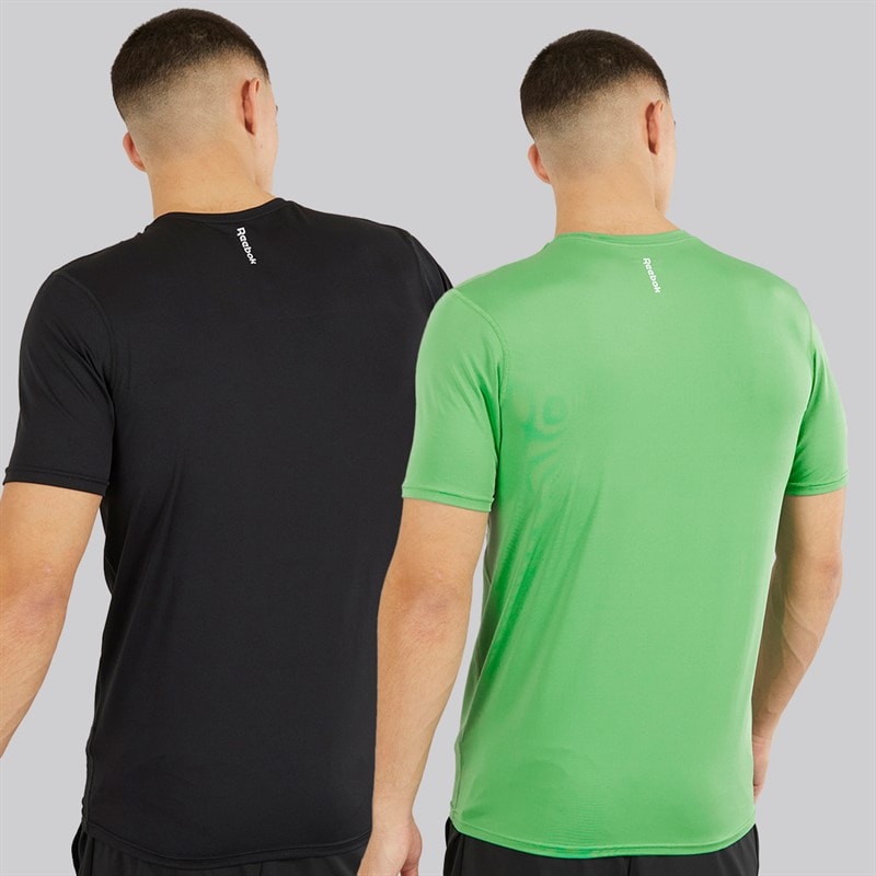 Mens Clyde Performance Two Pack T-Shirts Black/Upgrade Green - Image 2