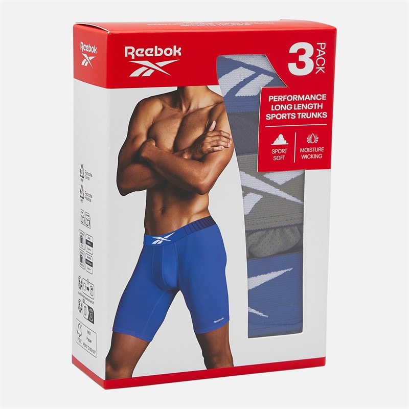 Mens Waite Performance Three Pack Long Trunks Vector Navy/Still Grey/Vector Blue - Image 2