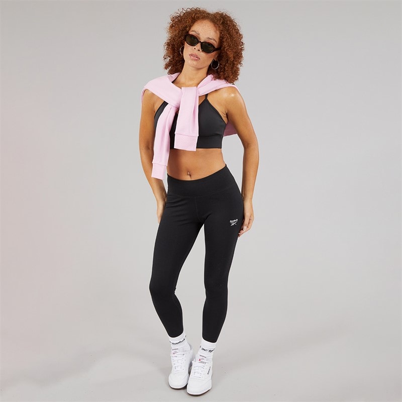 Womens Reebok Identity Small Logo Cotton Leggings Black - Image 4