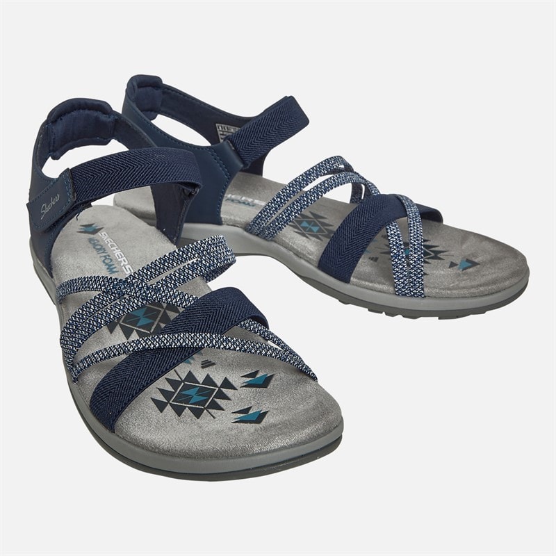 SKECHERS Womens Reggae Slim Meadow Grazer Sandals Navy