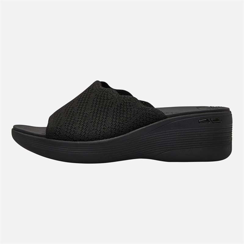 SKECHERS Womens Pier-Lite Classic Elegance Wedge Sliders Black