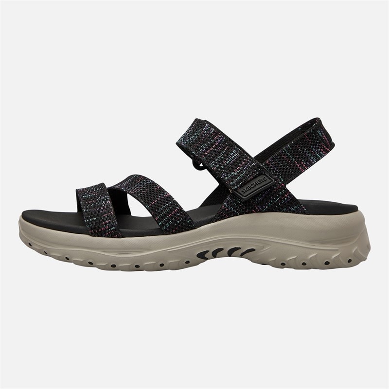 SKECHERS Womens Reggae Bound Sweet Crush Ankle Strap Sandals Black/Multi