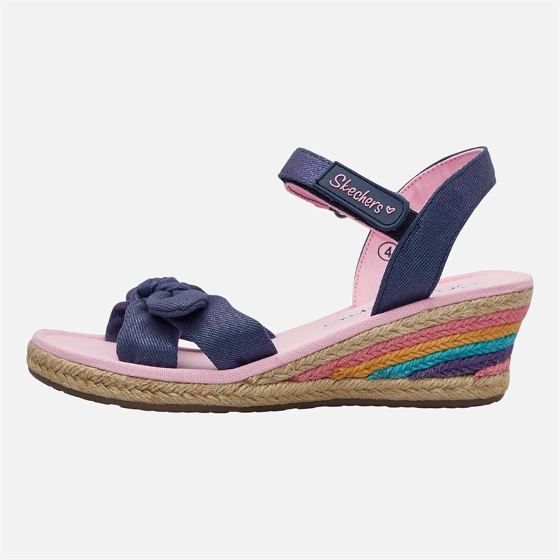 Girls Shimmer Bows Tikis Sandals Navy/Pink - Image 1