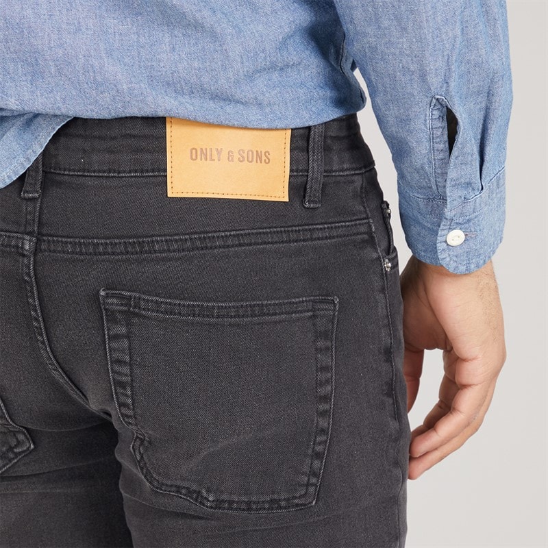 Mens Loom Slim Fit Jeans Washed Black - Image 3