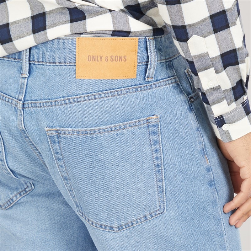 Mens Edge Straight Fit Jeans Medium Blue Denim - Image 3