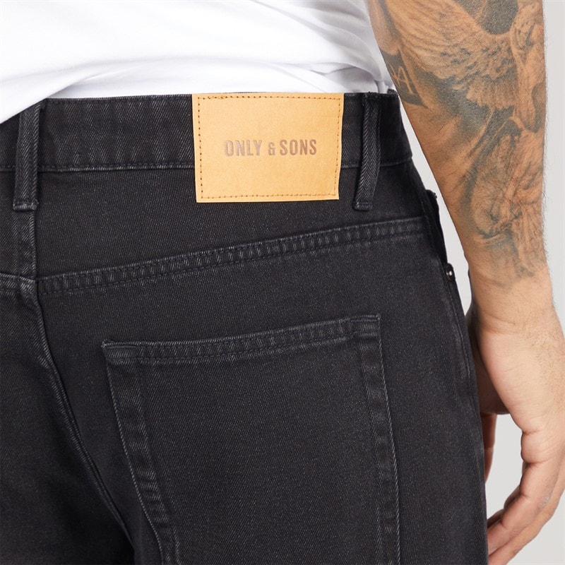 Mens Edge Straight Fit Jeans Black Denim - Image 3