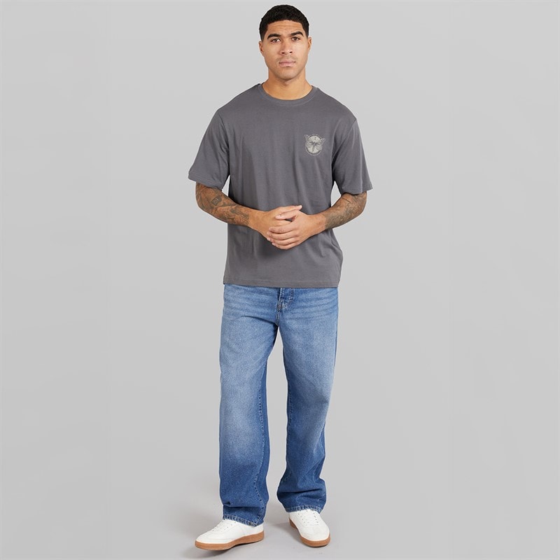 Mens Tristan Relaxed T-Shirt Grey Pinstripe/Butterflies - Image 4