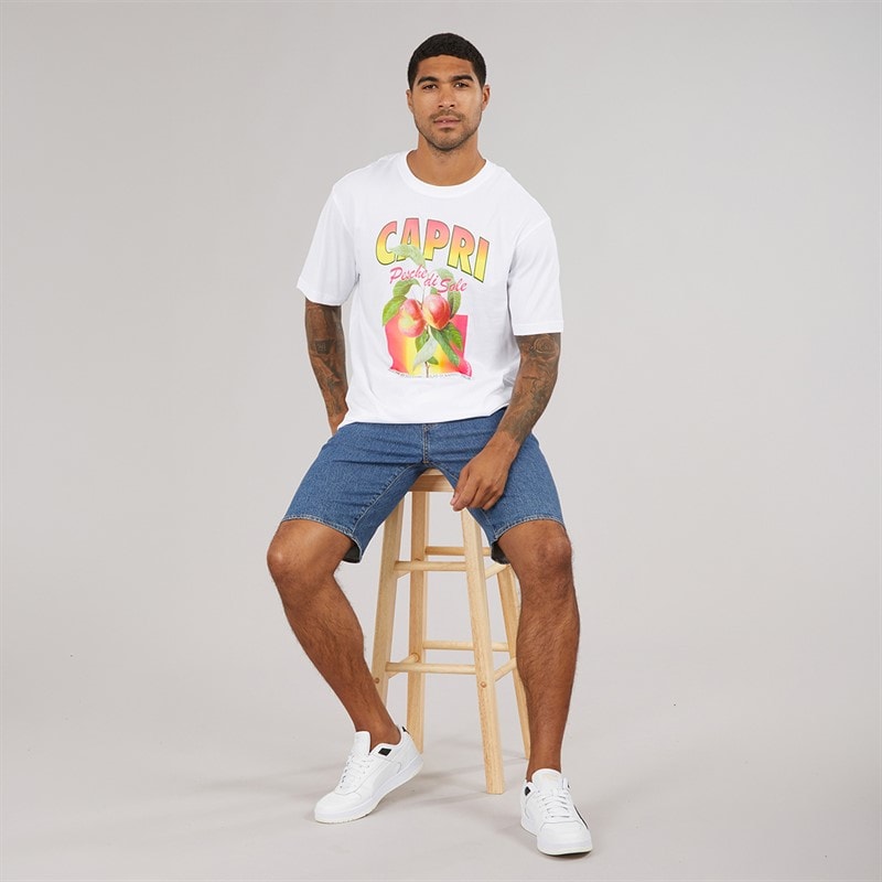 Mens Tristan Relaxed Capri T-Shirt Bright White - Image 3
