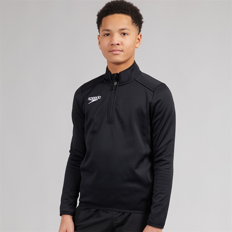 Speedo Junior Club 1/2 Zip Mid Layer Training Top Black
